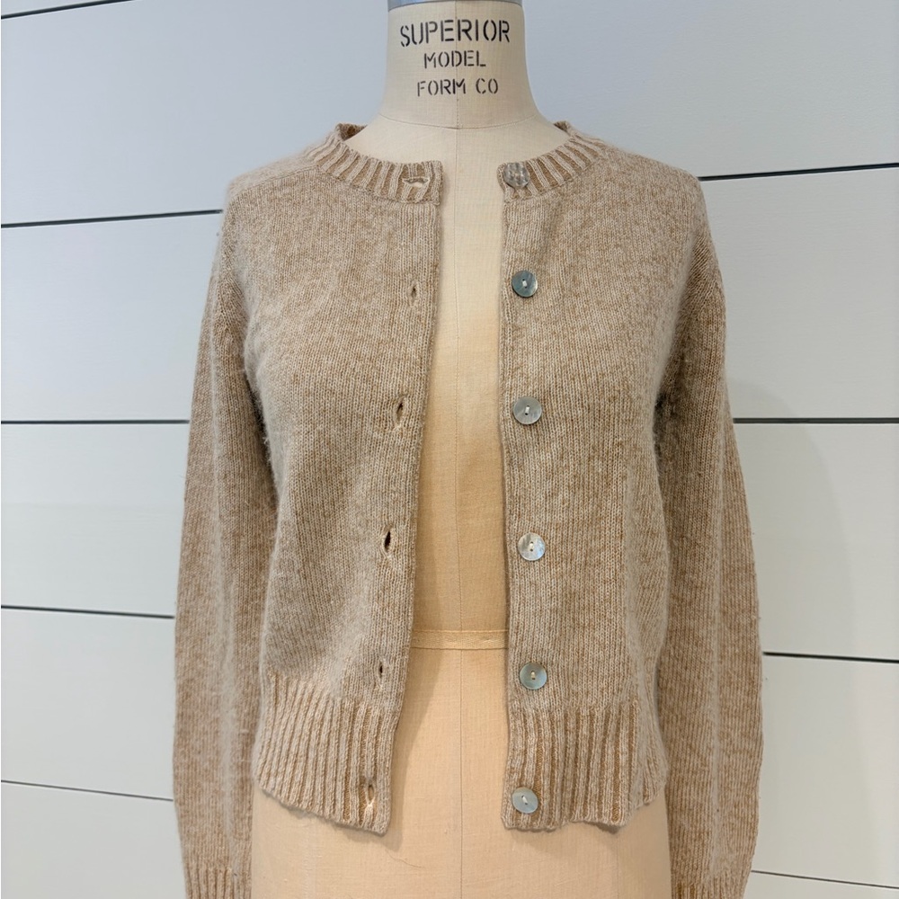 Blue Asphalt Beige Button-Front Women’s Cardigan Sweater